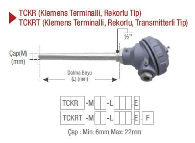 emko tckr j tip klemens terminalli, rekorlu tip termokupl